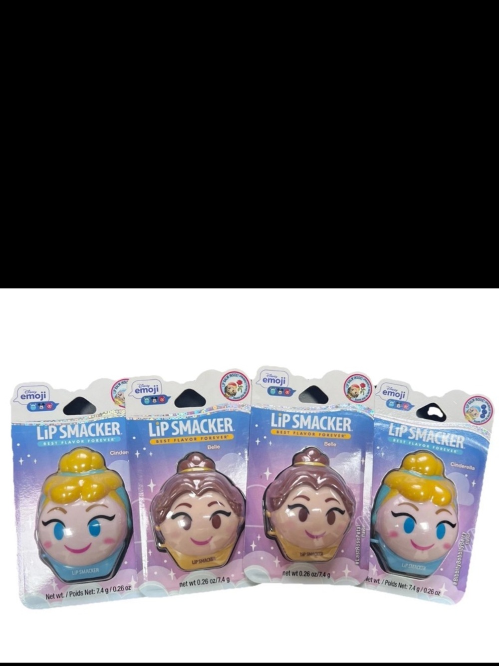 2 New Lip Smacker Disney Emoji Lip Balm a Cinderella and a Belle 0.26 oz each